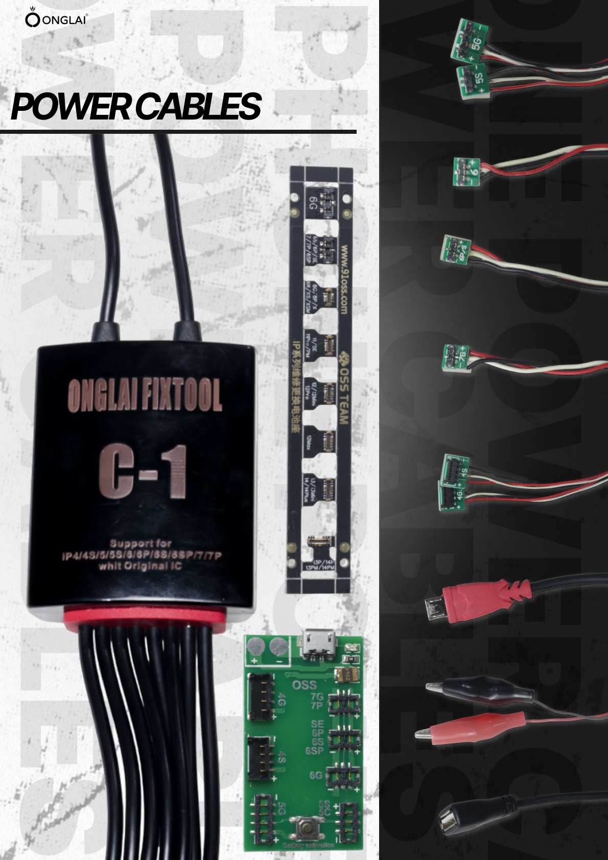 KABEL POWER SUPPLY + PCB ONGLAI FIXTOOL C-1 FOR IPHONE 4/4S/5/5C/5S/6/6P/6SP/7/7P ORIGINAL